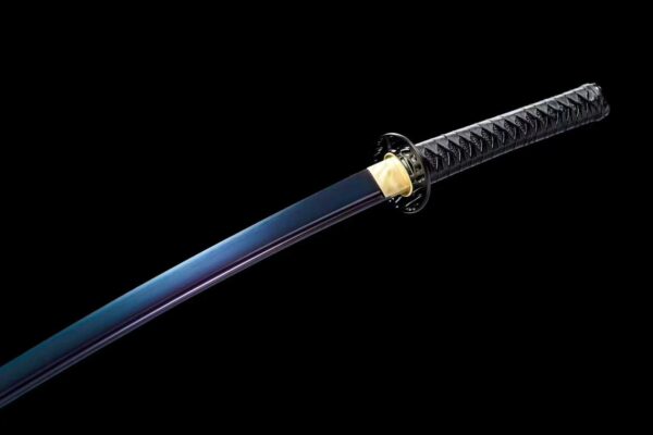 A carbon steel samurai sword with a blued finish. - Image 4