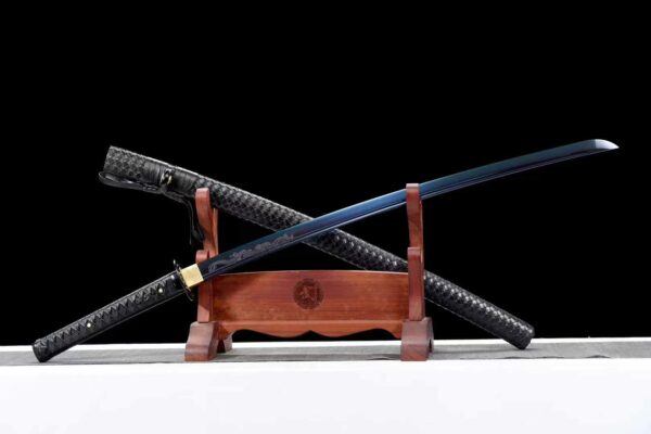 A carbon steel samurai sword with a blued finish. - Image 6